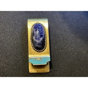 Gold Tone Demim Lapas Vintage Money Clip